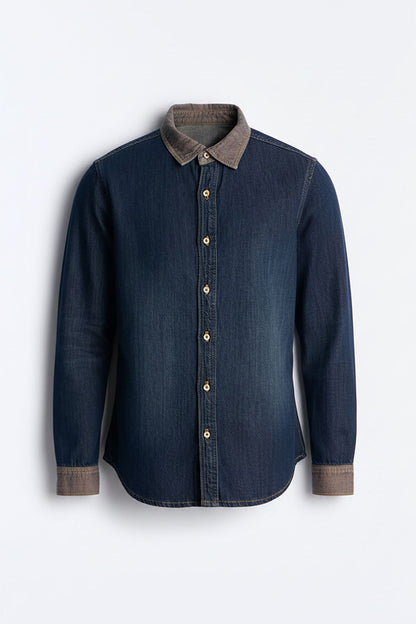 Dual Tone Denim Shirt - Indigo