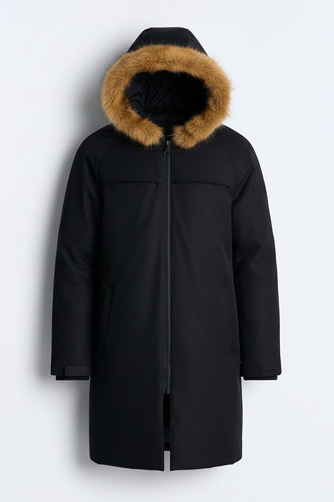 Padded Hooded Faux Trim Iced Out Parka - Black