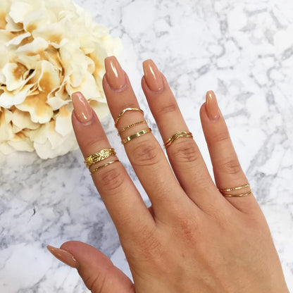 Tea Leaf Ring Set - Gold